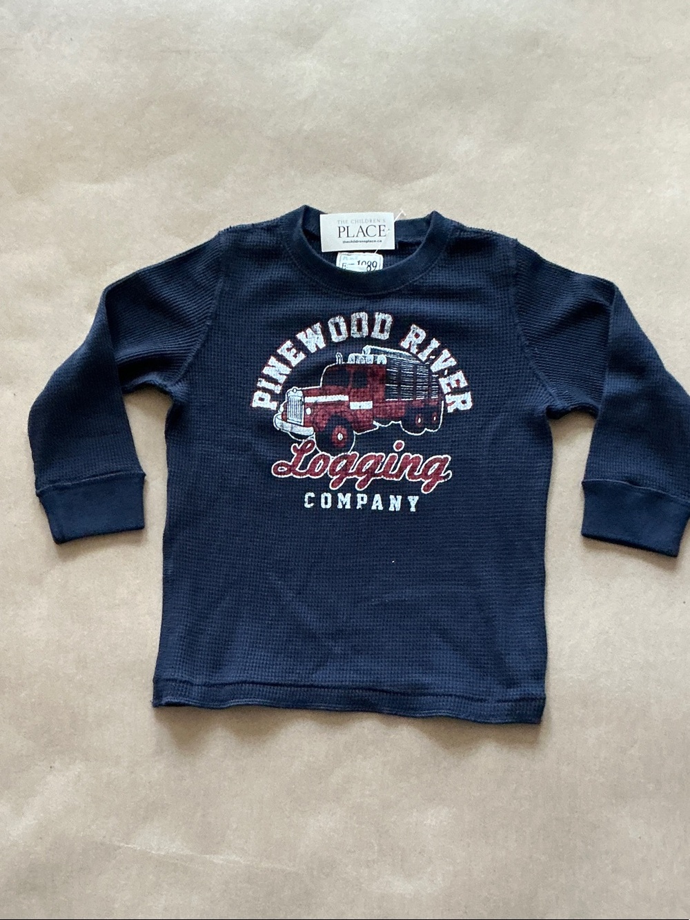 The Children's Place Navy Long-Sleeve Tee with Red Truck Graphic